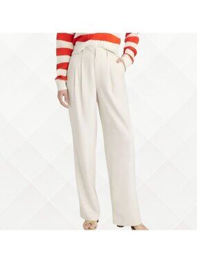 A New Day High Rise Pleated Trousers • Size 12 • NWT • Cream • WPT-100085